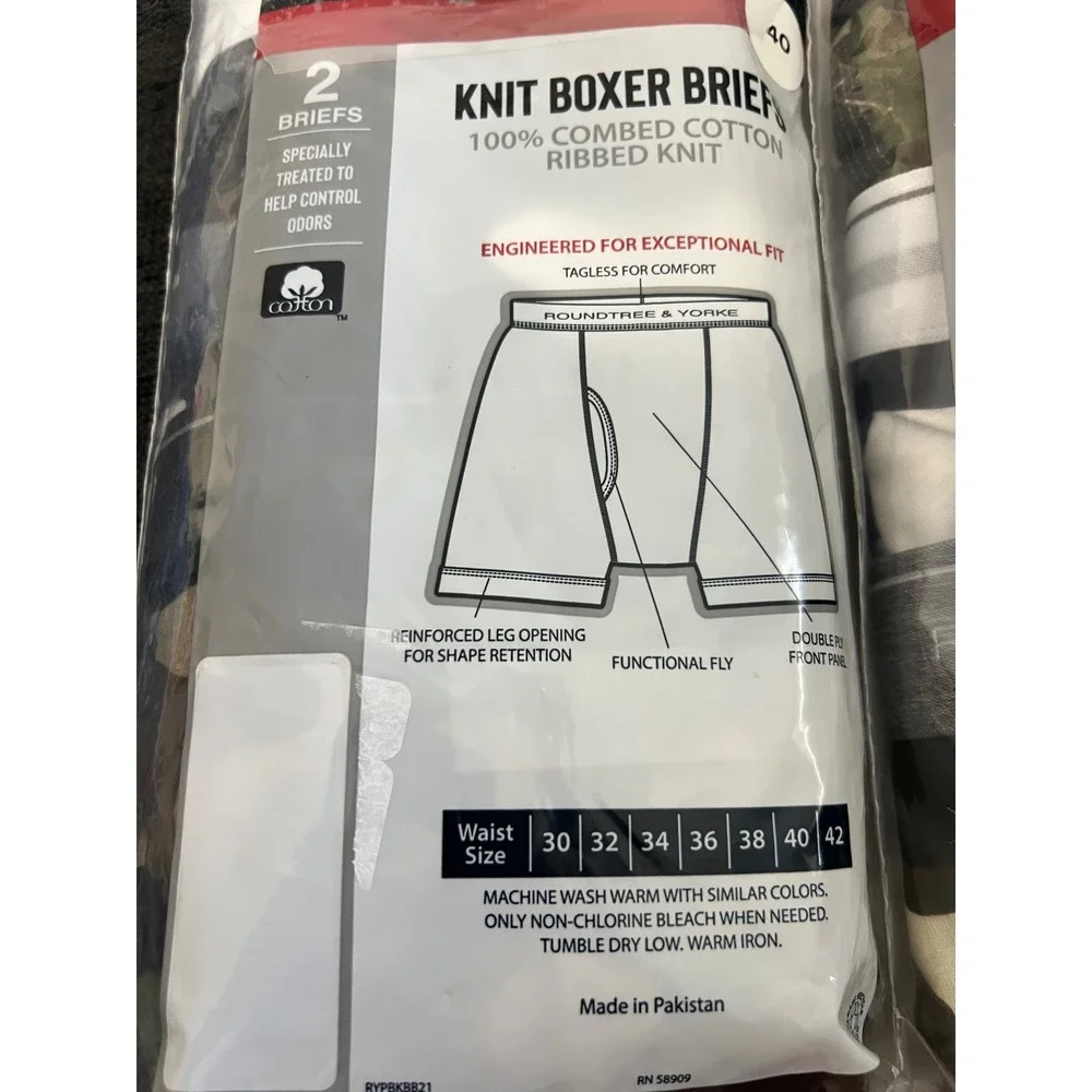Roundtree & Yorke Mens Underwear Bundle 5pk Boxer Briefs Full Cut Briefs Size 40
